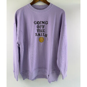 Aerie Long Sleeve Oversized Crew Neck Soft Purple Sweatshirt w/ Graphic  Size M